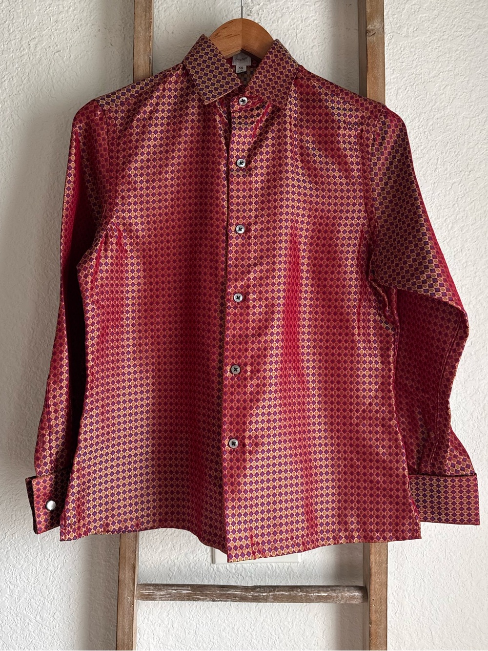 Craig Taylor Silk Geometric Print Button-Down Shirt sz: XS